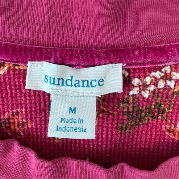 Sundance Loretta Thermal Long Sleeve Button Cuff Floral Shirt Size M Magenta - Picture 3 of 9